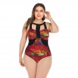 Siamese enlarged female swimsuit big cup MM swimsuit was thin 6674