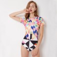 One-piece surf clothing short-sleeved female swimsuit hot spring swimsuit 9054