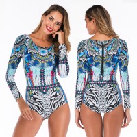 One-piece long-sleeved surfing suit sunscreen female swimsuit hot spring diving suit swimsuit 6626