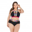 Plus size bikini gathered big cup ladies swimwear swimsuit 6672