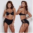 Sexy high-waist bikini swimsuit steel support gathered thin swimsuit 9503