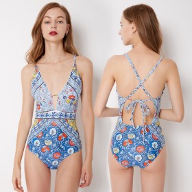 Siamese backless sexy ladies swimwear hot spring swimsuit 9046