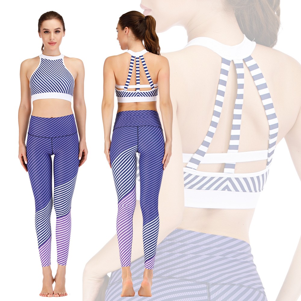 Fitness wear running print suit yoga suit tights barbie pants sports bra 044