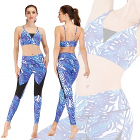 Fitness clothes running print suit yoga clothes tights barbie pants sports bra 046