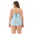 Siamese enlarged female swimsuit big cup MM big ruffled swimsuit 8843