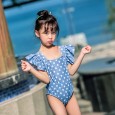 Children's one-piece swimsuit female baby spa loli swimsuit bow cute wave point 1002