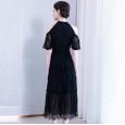 Dress Women's New Spring Chiffon V-Neck Strapless Sexy Lantern Sleeve Mesh Lace Irregular Skirt