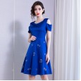 Short-sleeved embroidery plus size dress spring new women's fashion vest skirt women