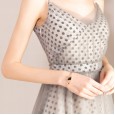 Slim polka dot chiffon long dress elegant V-neck mesh new spring women's clothing