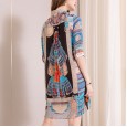 Silk printed shirt skirt spring new mulberry silk niche design temperament high-end loose version dress