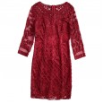 Spring new mesh sequin embroidery round neck was thin package hip skirt women's one-step skirt dress