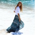 Hot sale bohemian seaside new printed split skirt skirt