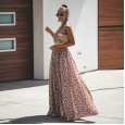 Women's New Summer Dress Bohemian V-neck Digital Print Lace Beach Women's Long Skirt