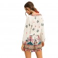 New spring and summer hot sale women's new V-neck printed 3/4 sleeves jumpsuit fringed casual shorts