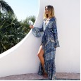 Women's Hot Sale Long Sleeve Bohemian Long Beach Beach Outer Dress