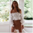 Xia solid color lotus leaf long-sleeved short bohemian tube top shirt female beach cover sunscreen