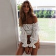 Xia solid color lotus leaf long-sleeved short bohemian tube top shirt female beach cover sunscreen