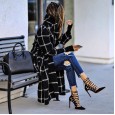 Autumn and winter woolen coat women's plaid brushed coat