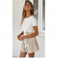 Spring and summer tie dew navel solid color ladies T-shirt short sleeve top HX81