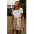 Spring and summer tie dew navel solid color ladies T-shirt short sleeve top HX81