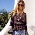 Hot Sale Malay Style Bohemian Long Sleeve Autumn New Printed Top mm