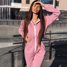 Autumn and winter new women's jumpsuit sweater loose zipper jumpsuit