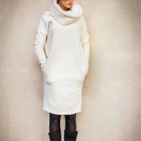 Autumn and winter fleece dress women's hot selling warm sweater collar collar