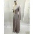 Autumn plus size female evening dress new solid color long-sleeved V-neck sexy dress 2580