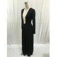 Autumn plus size female evening dress new solid color long-sleeved V-neck sexy dress 2580