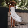 Summer new style wrapped chest irregular long white dress women's clothing