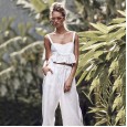 Spring and summer women's sexy solid color sleeveless suspenders exposed navel trousers pants suit