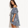 Summer fashion loose word collar fruit print dress women's clothing