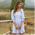 New spring new ladies striped medium cute dress