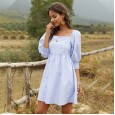 New spring new ladies striped medium cute dress