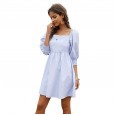 New spring new ladies striped medium cute dress