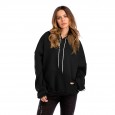 Spring and autumn new bat sleeve pocket plus velvet thick hooded hooded sweater women's jacket