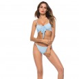 Summer new solid color sexy gathered elastic quick-drying ladies bikini beach swimsuit