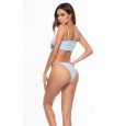 Summer new solid color sexy gathered elastic quick-drying ladies bikini beach swimsuit