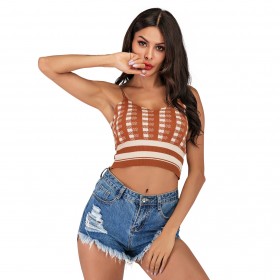 Summer retro check camisole women's knitted short versatile coat