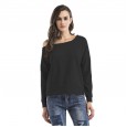 Spring new long-sleeved t-shirt women's sense of off-the-shoulder loose large size women's tops
