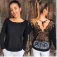 Hot sale women lace stitching lace top T-shirt