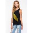 Leaf print camisole women's round neck sexy fashion top