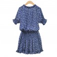 Hot selling summer women's new short-sleeved printed cotton casual wild V-neck button dress