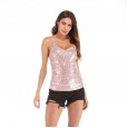 Women's new V-neck sleeveless camisole sexy sequins ladies vest jacket outer wear