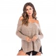 Spring and autumn women's long-sleeved sweater tops fashion inside and outside strapless sweater