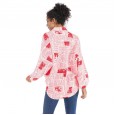 New women's spring and summer printed large size shirt female loose long-sleeved shirt top