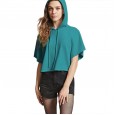 Summer women's casual loose hooded sweater women's new hooded short-sleeved t-shirt