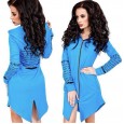 Spring new sleeve back letter printed shirt long sleeve rear split fur fleece zipper hooded sweater coat female