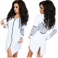 Spring new sleeve back letter printed shirt long sleeve rear split fur fleece zipper hooded sweater coat female