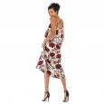 Women's printed fashion suspender dress new backless chiffon skirt